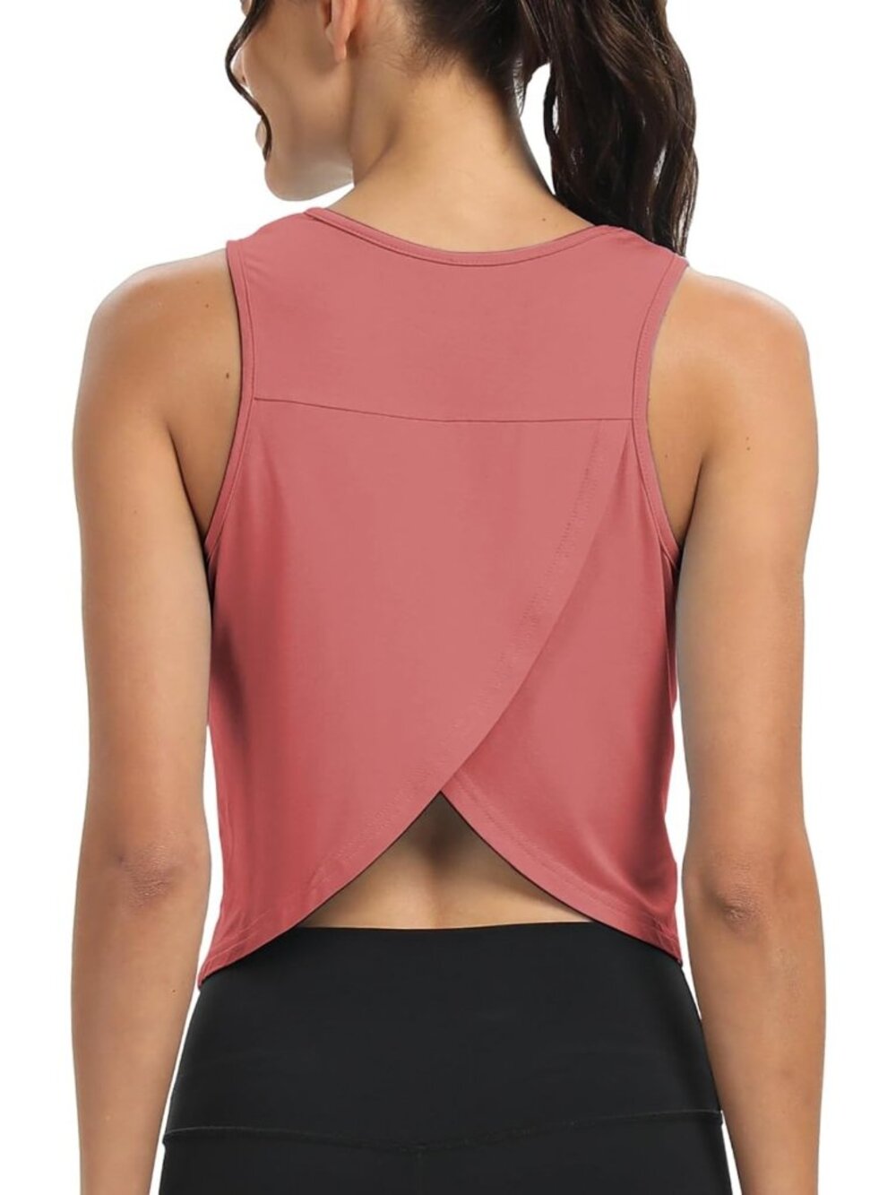 Cropped Open Back Sleeveless Workout Tank Top for Women - Athletic Gym & Yoga